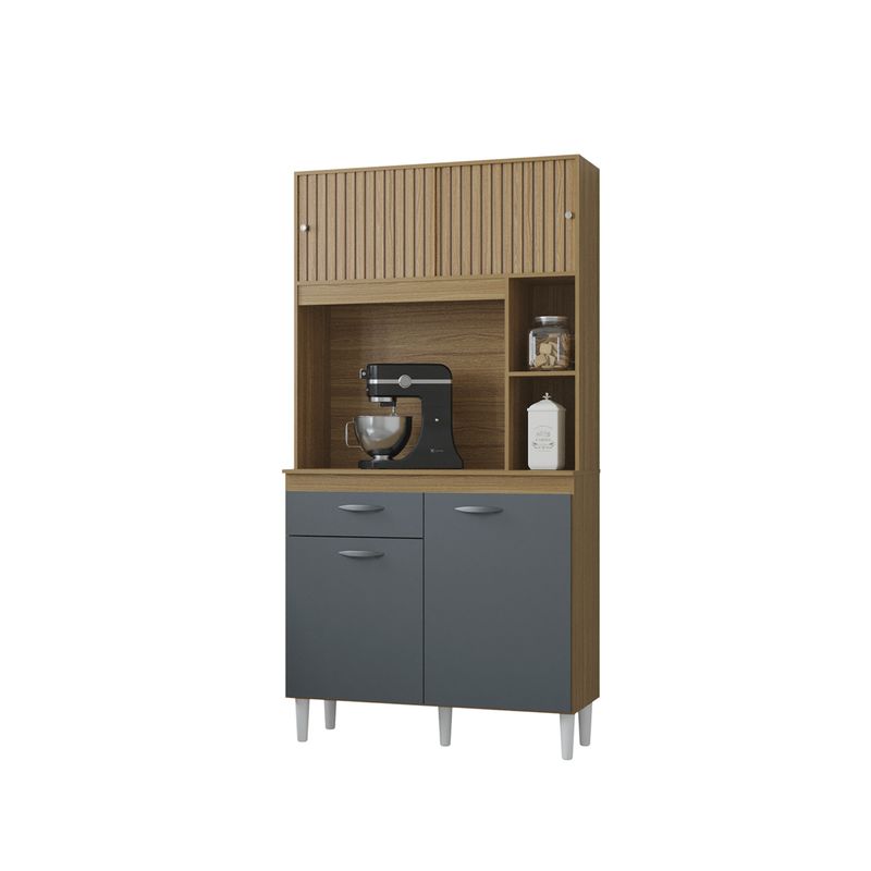 GENERICO - Alacena para Cocina Mueble Auxiliar Duda 90 Acanalado Gris