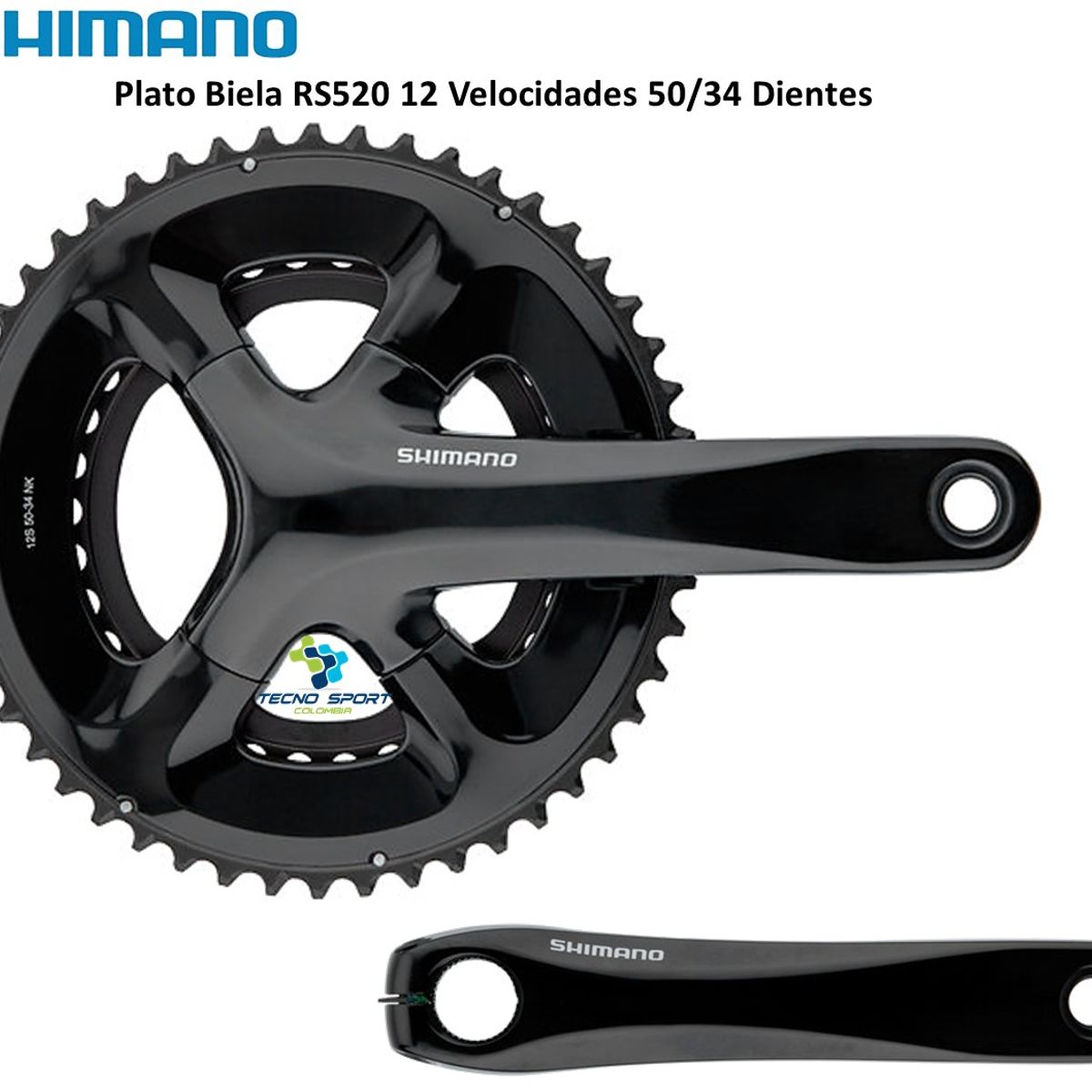 SHIMANO - Plato Biela Shimano 105 Rs520 12 Velocidades Biplato 50/34