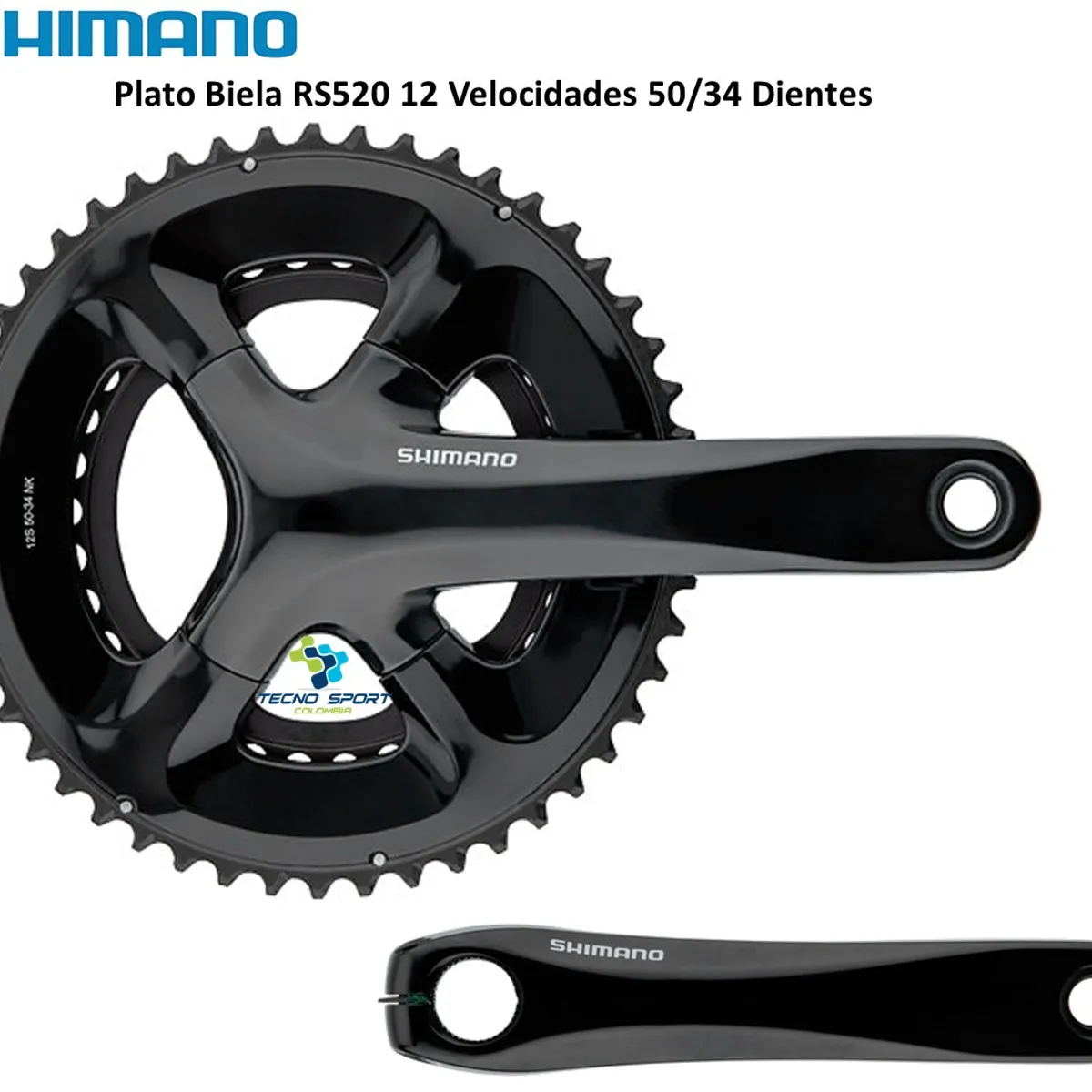 SHIMANO - Plato Biela Shimano 105 Rs520 12 Velocidades Biplato 50/34