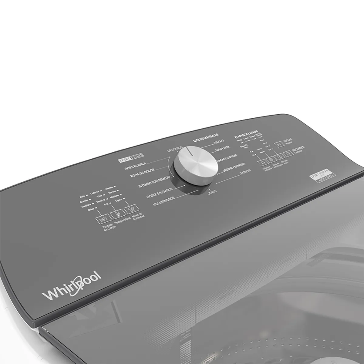 WHIRLPOOL - Lavadora Carga Superior 24Kgs Xpert System panel gris y tapa de vidrio Blanco