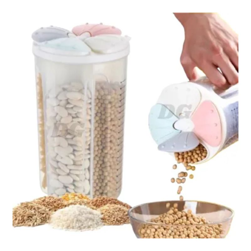 GENERICO - Contenedor Dispensador Granos Cereales Dividido X4 Puestos