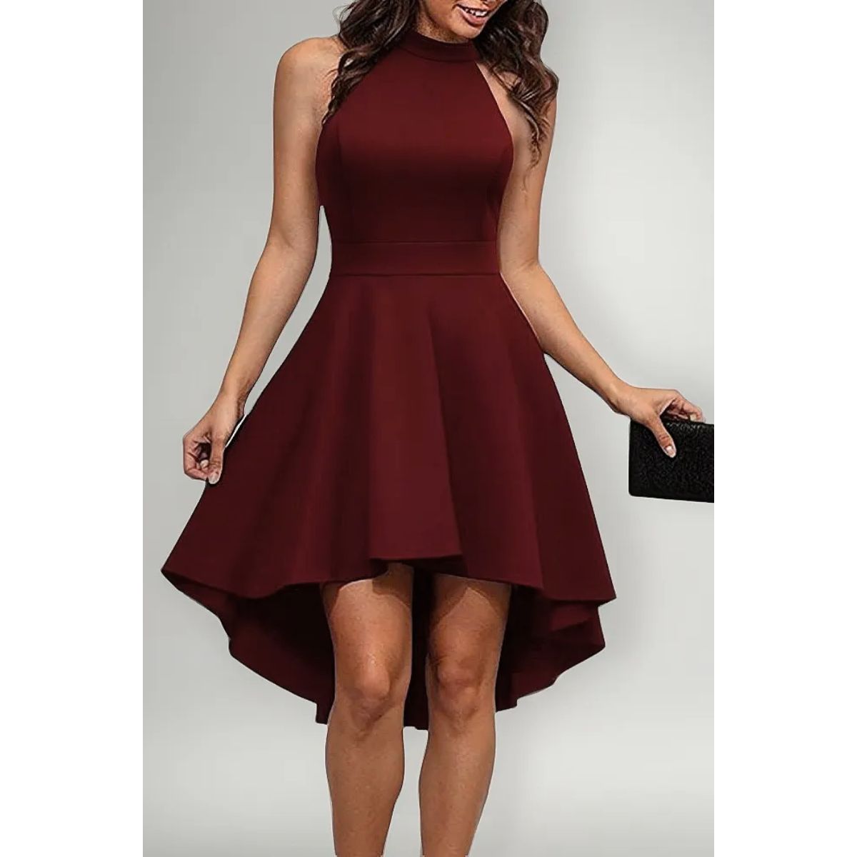 NEGRELI - Vestido casual-formal Cola de Pato con Cuello Halter