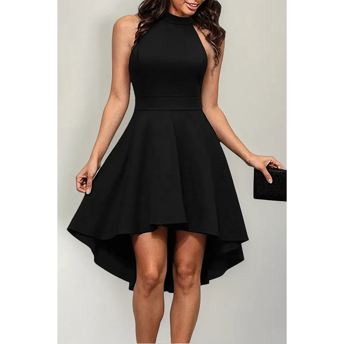 NEGRELI - Vestido casual-formal Cola de Pato con Cuello Halter