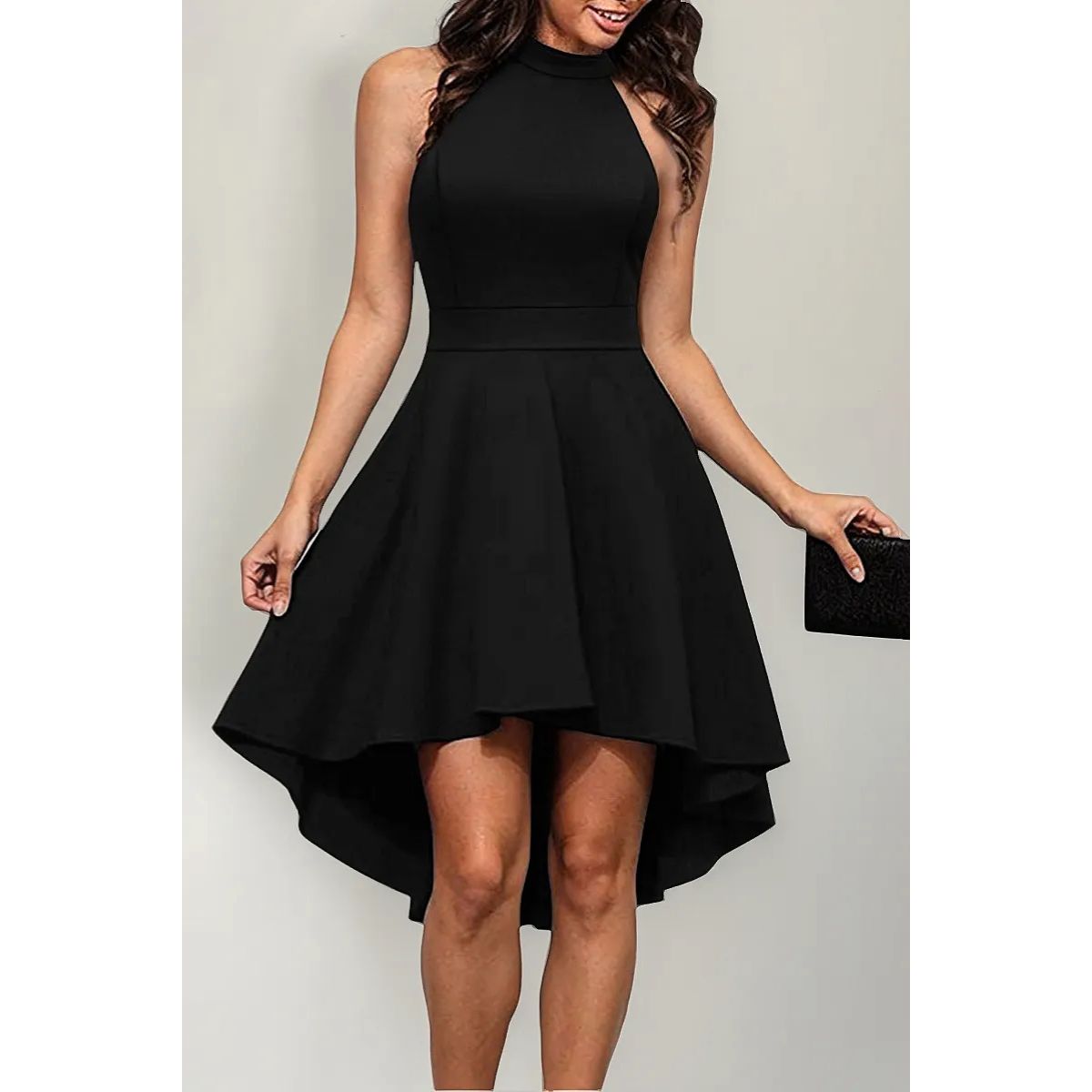 NEGRELI - Vestido casual-formal Cola de Pato con Cuello Halter