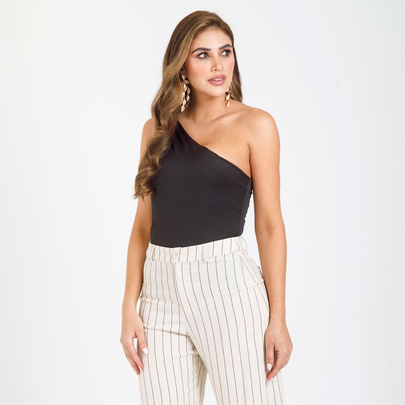 ADRISSA - Top Negro Para Mujer Asimétrico Adrissa