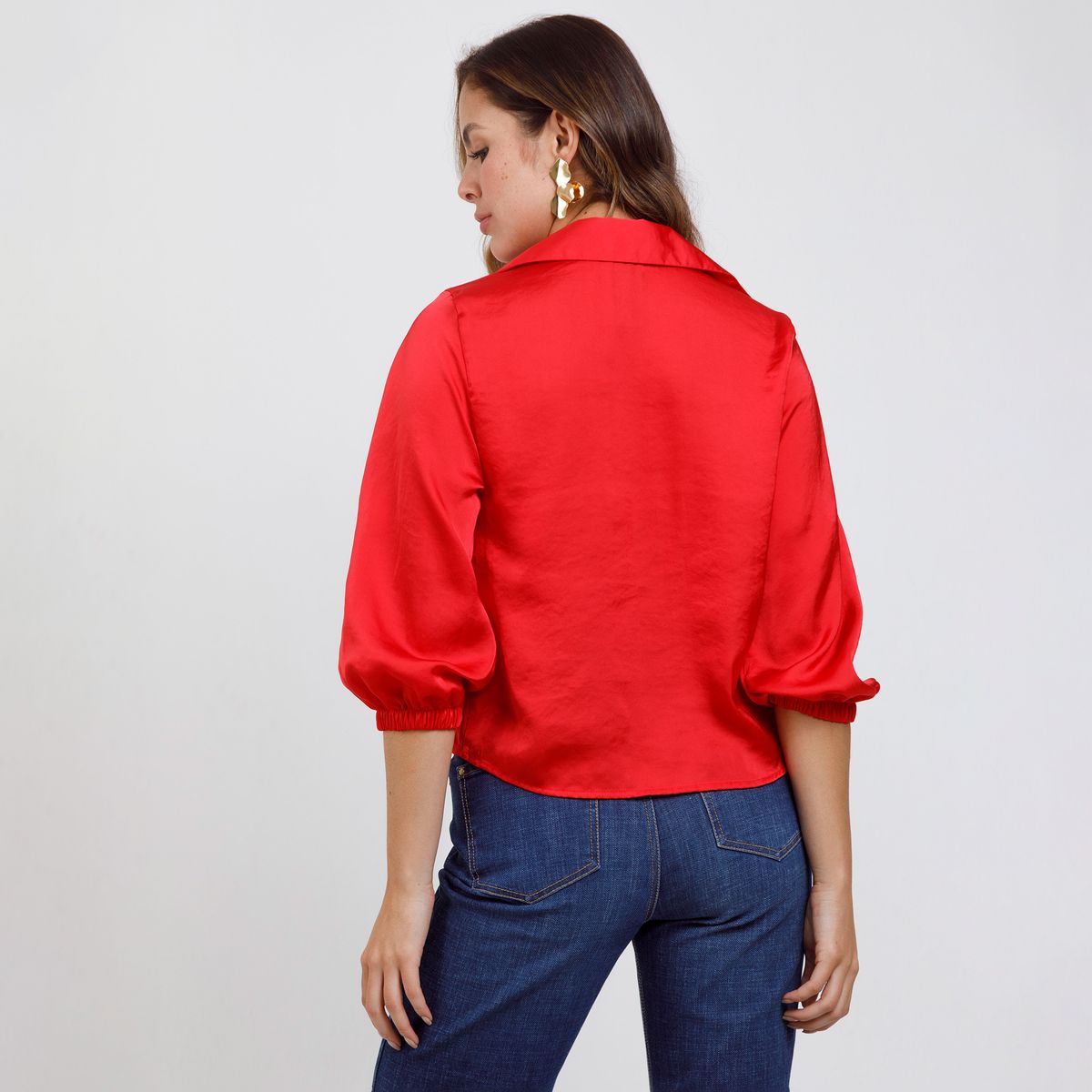 ADRISSA - Blusa Básica Gabriela Drapeada Tela Satinada Adrissa