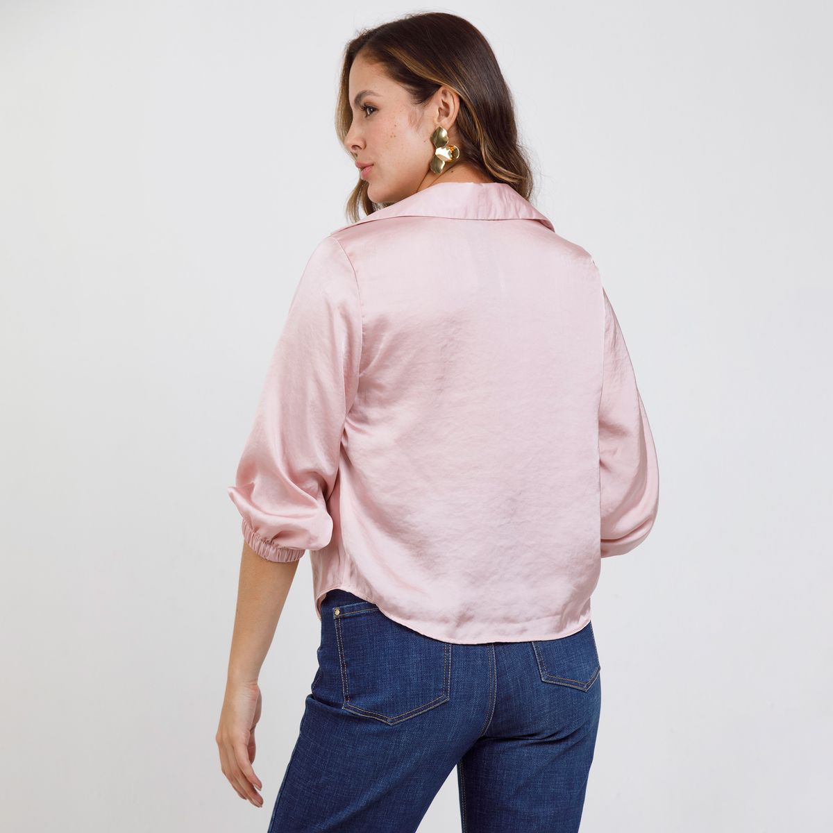 ADRISSA - Blusa Básica Gabriela Drapeada Tela Satinada Adrissa