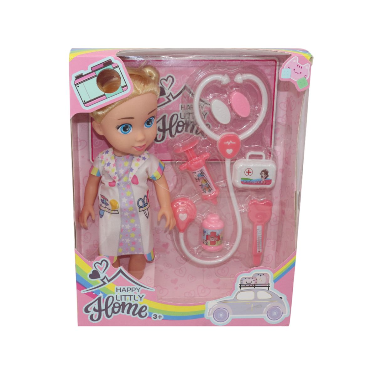 JUGUETELANDIA - Muñeca Doctora Happy Littly Con Accesorios Caja