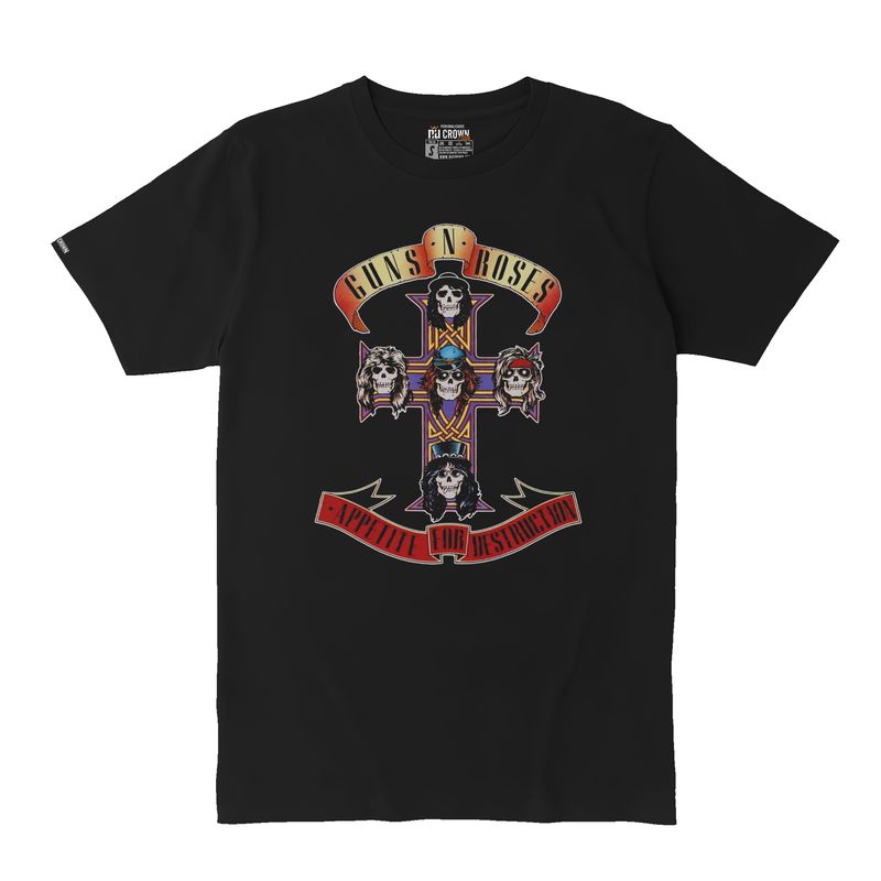 CREACIONES NU CROWN - Camiseta Guns N Roses Appetite For Destruction Metal Negra Nu Crown