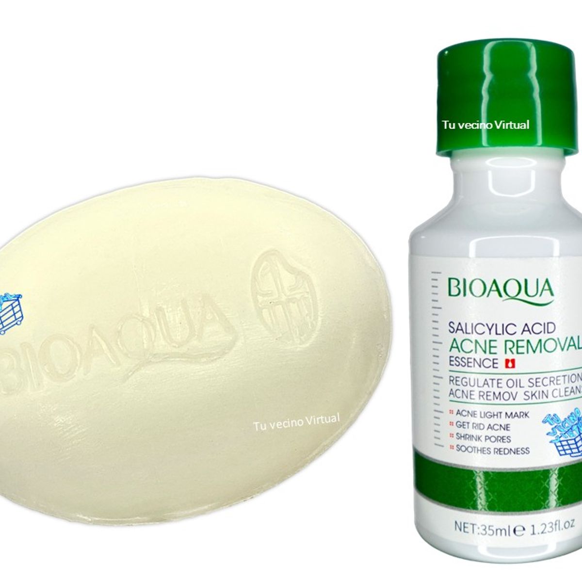 BIOAQUA - Suero de Acido Salicilico Bioaqua  + Jabon Facial De Arroz 100g Bioaqua