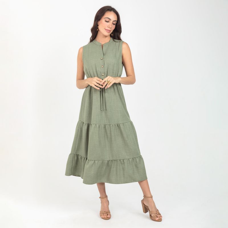 ADRISSA - Vestido Midi Para Mujer En Faroles  Verde Militar Adrissa