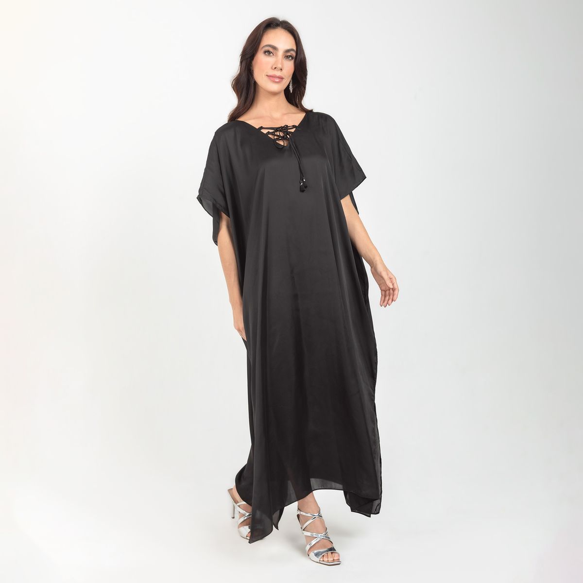 ADRISSA - Vestido Celebración Para Mujer En Tela Satinada Negro Adrissa
