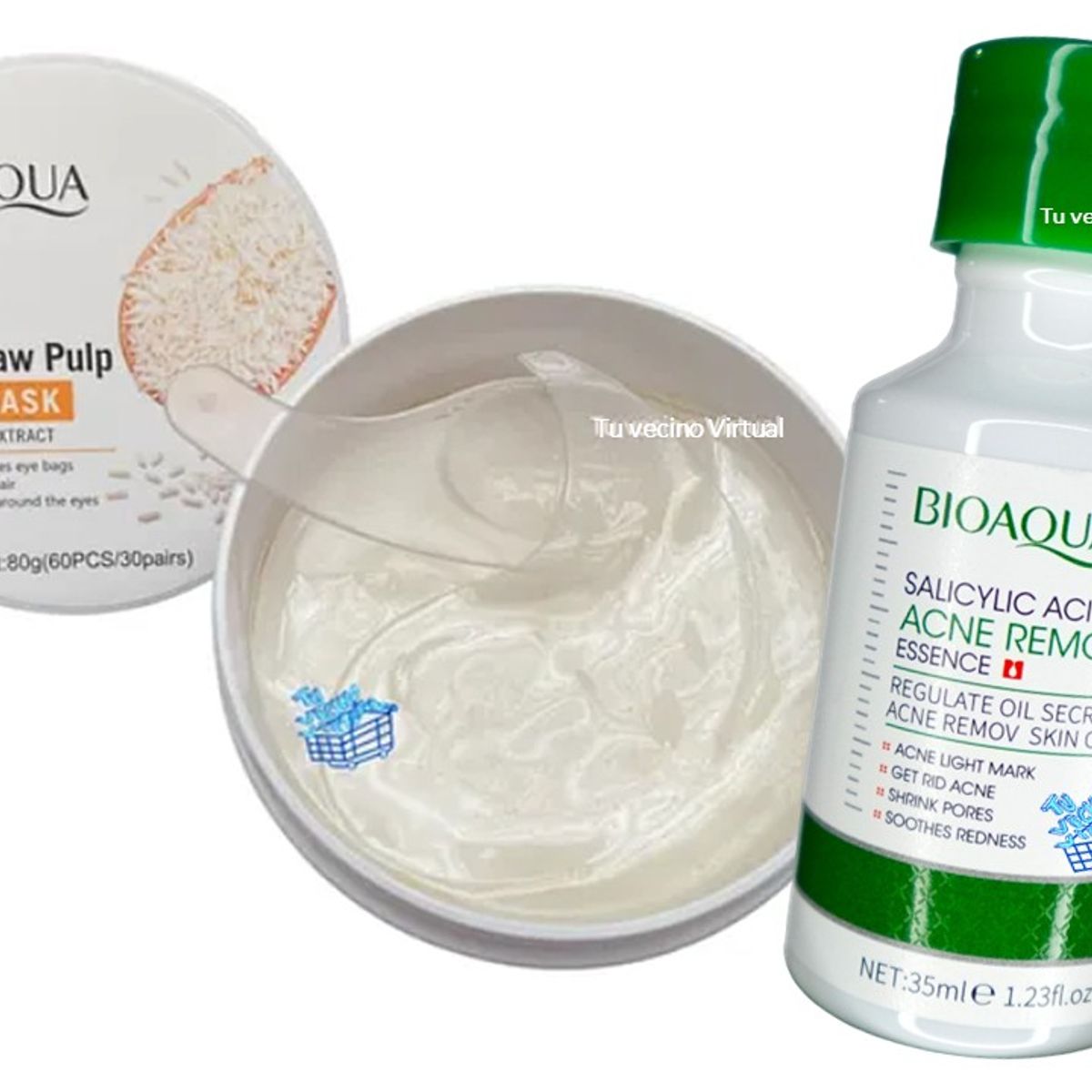 BIOAQUA - Suero de Acido Salicilico Bioaqua  + Parches antiojeras Bioaqua Extracto de Arroz