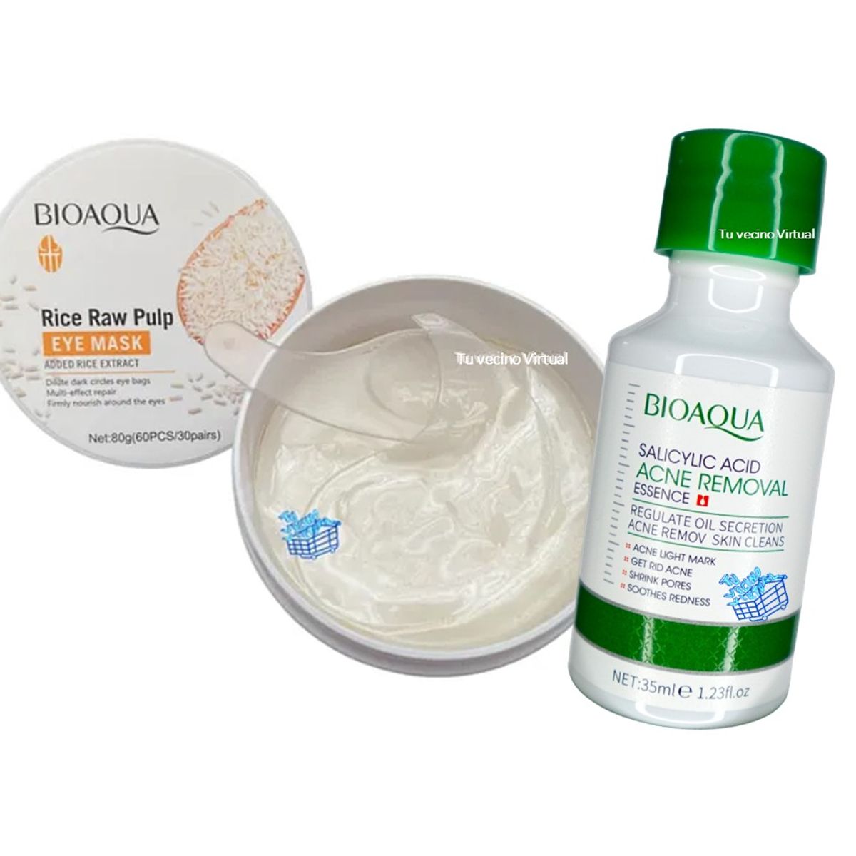 BIOAQUA - Suero de Acido Salicilico Bioaqua  + Parches antiojeras Bioaqua Extracto de Arroz