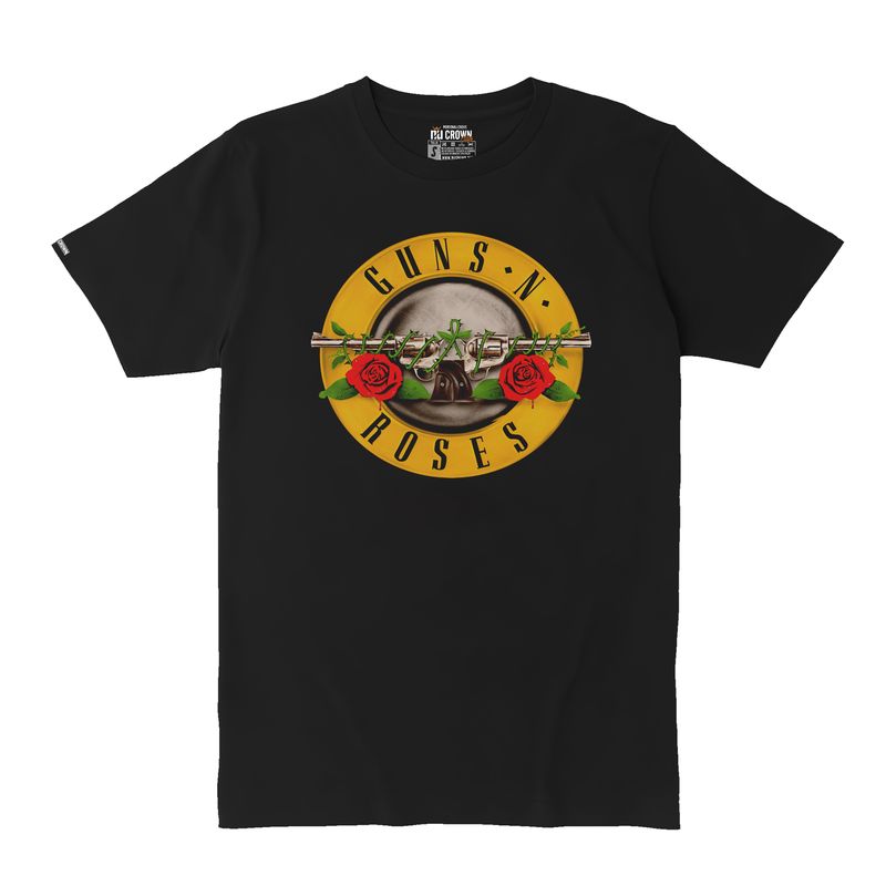 CREACIONES NU CROWN - Camiseta Guns N Roses Rock And Metal Logo Hombre Negra Nu Crown