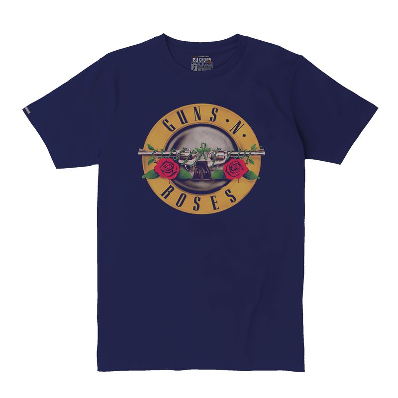 CREACIONES NU CROWN - Camiseta Guns N Roses Rock And Metal Logo Hombre Azul Nu Crown