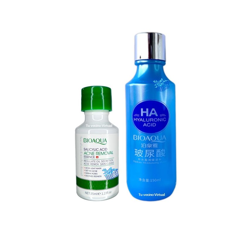 BIOAQUA - Suero de Acido Salicilico Bioaqua + Tónico facial de ácido hialuronico Bioaqua