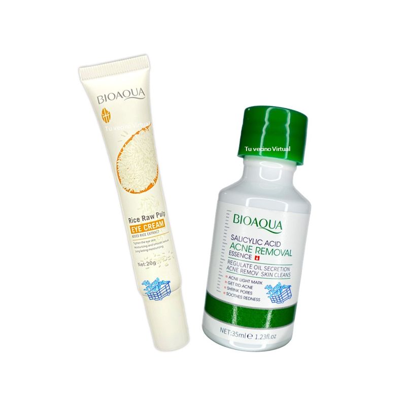 BIOAQUA - Suero de Acido Salicilico Bioaqua + Contorno de ojos de arroz  20gr BioaQua