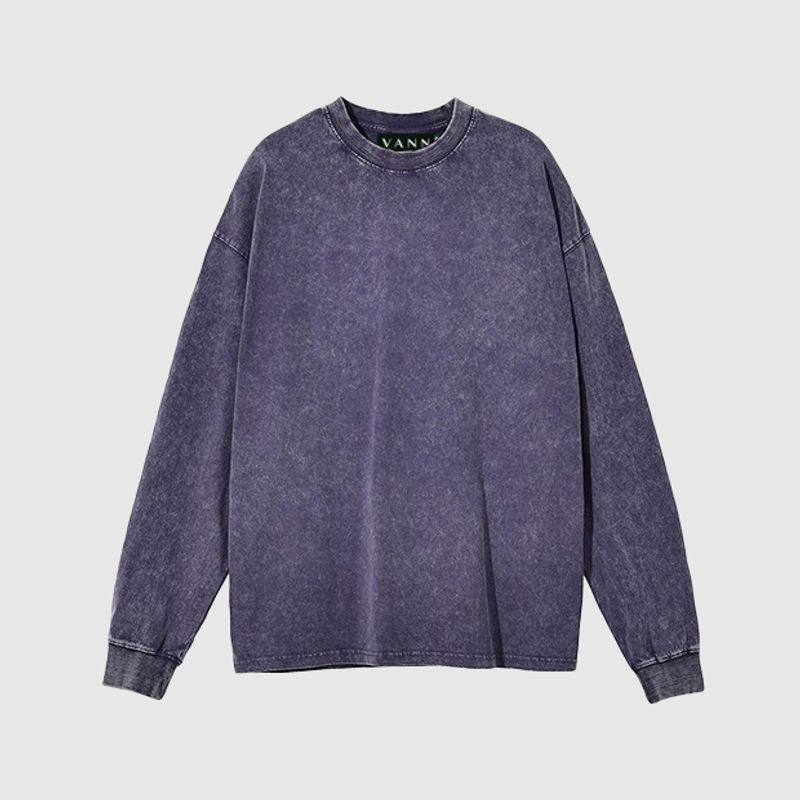 VANN - Camiseta Manga Larga En Algodón Crewneck Distressed