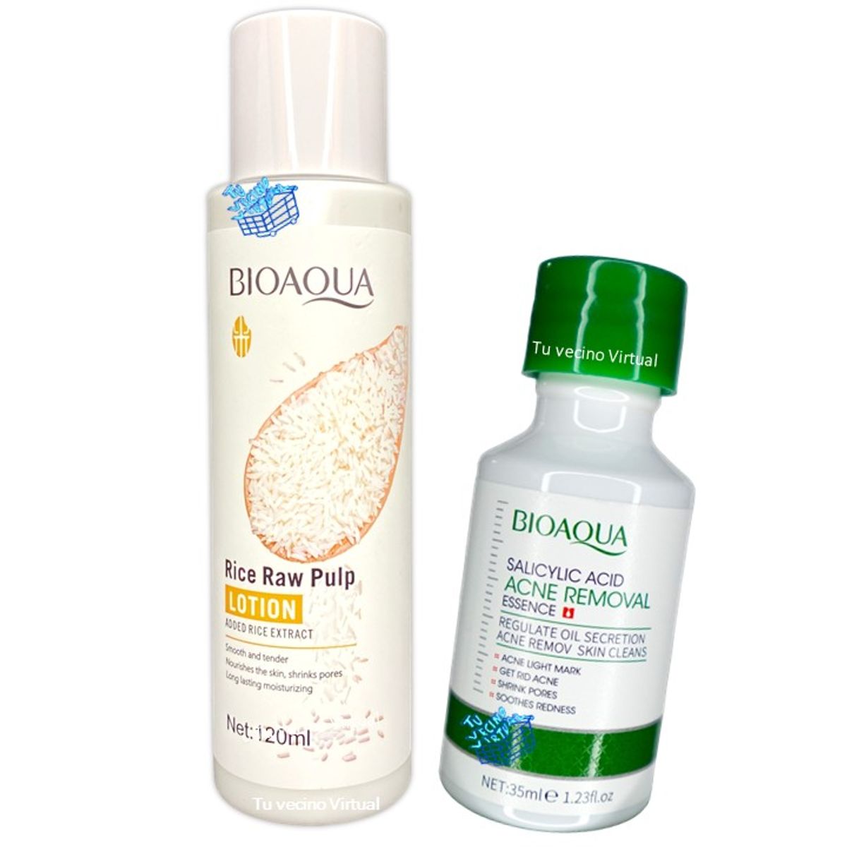 BIOAQUA - Suero de Acido Salicilico Bioaqua  + Loción de Pulpa Cruda de Arroz BioaQUA