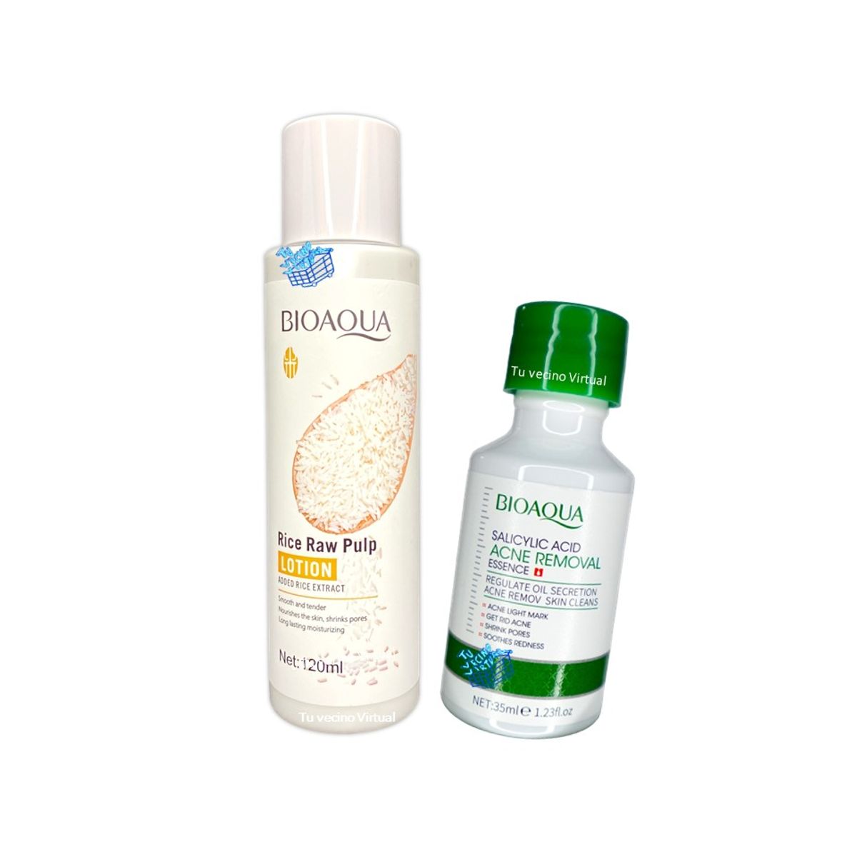 BIOAQUA - Suero de Acido Salicilico Bioaqua  + Loción de Pulpa Cruda de Arroz BioaQUA