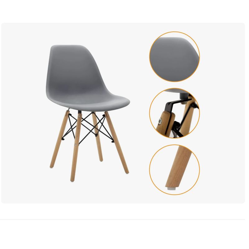 GENERICO - Silla De Comedor Moderna De Plástico Y Patas De Madera