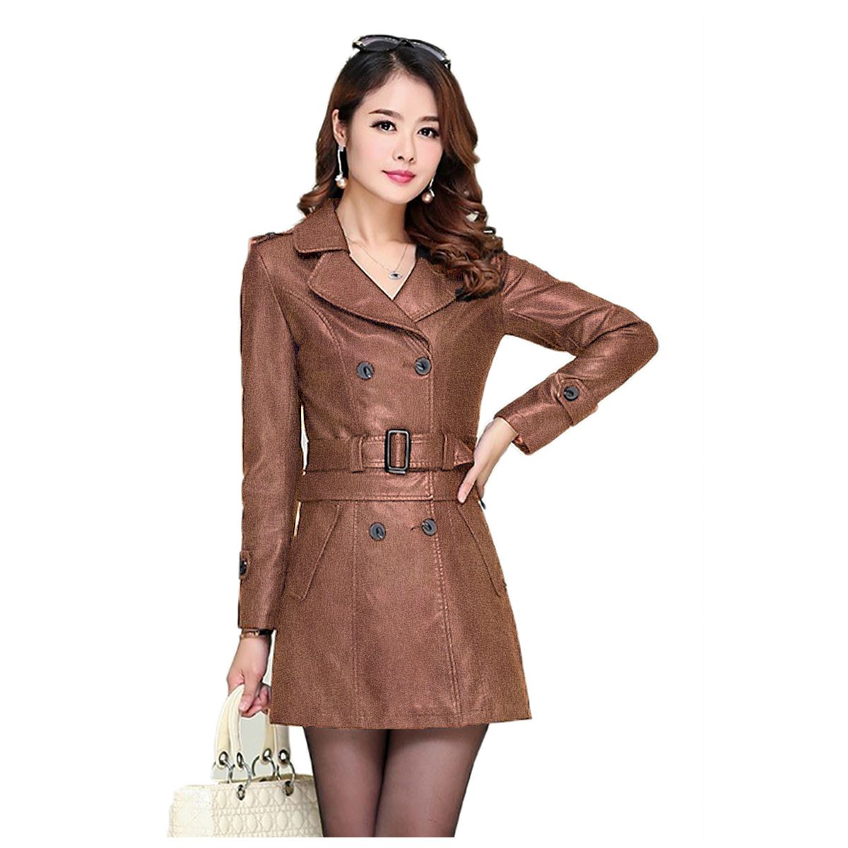 THE CLOTHING COMPANY - Gaban Chaqueta Mujer Cuero Sintético Gabardina