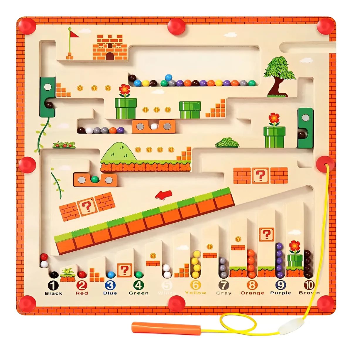 MILOPTS - Laberinto Magnético Tablero Colores Números Juego Montessori