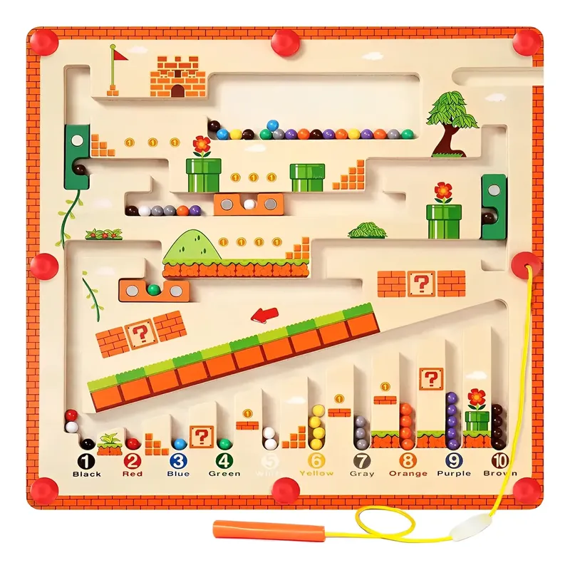 MILOPTS - Laberinto Tablero Magnético Colores Números Juego Montessori