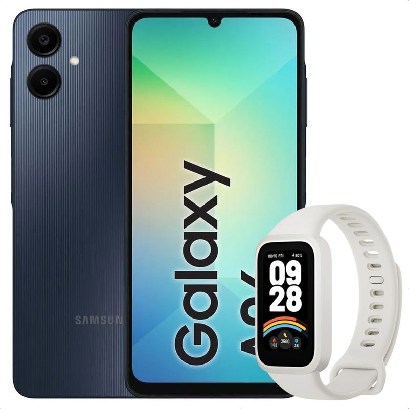 SAMSUNG - Celular Samsung Galaxy A06 128GB /4GB Black + Mi Band 9 Active Wht