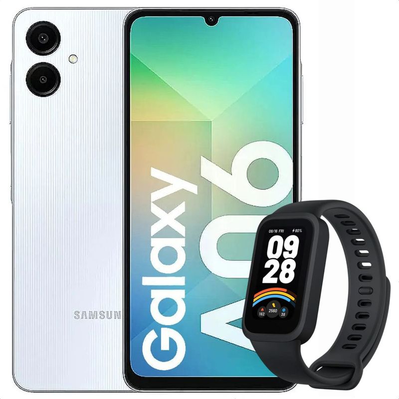 SAMSUNG - Celular Samsung Galaxy A06 128GB /4GB Azul + Mi Band 9 Active Blk