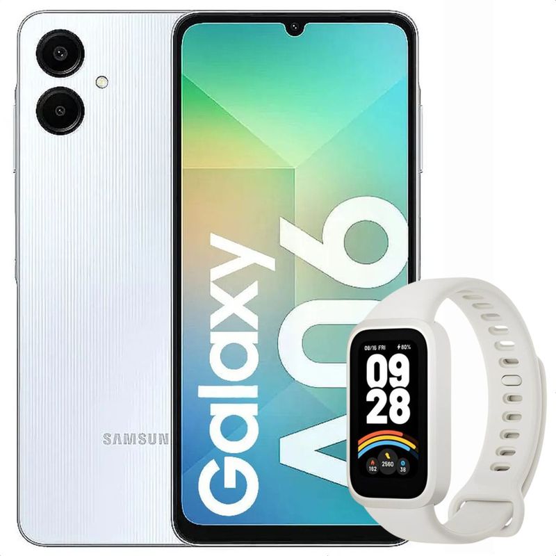 SAMSUNG - Celular Samsung Galaxy A06 128GB /4GB Azul + Mi Band 9 Active Wht