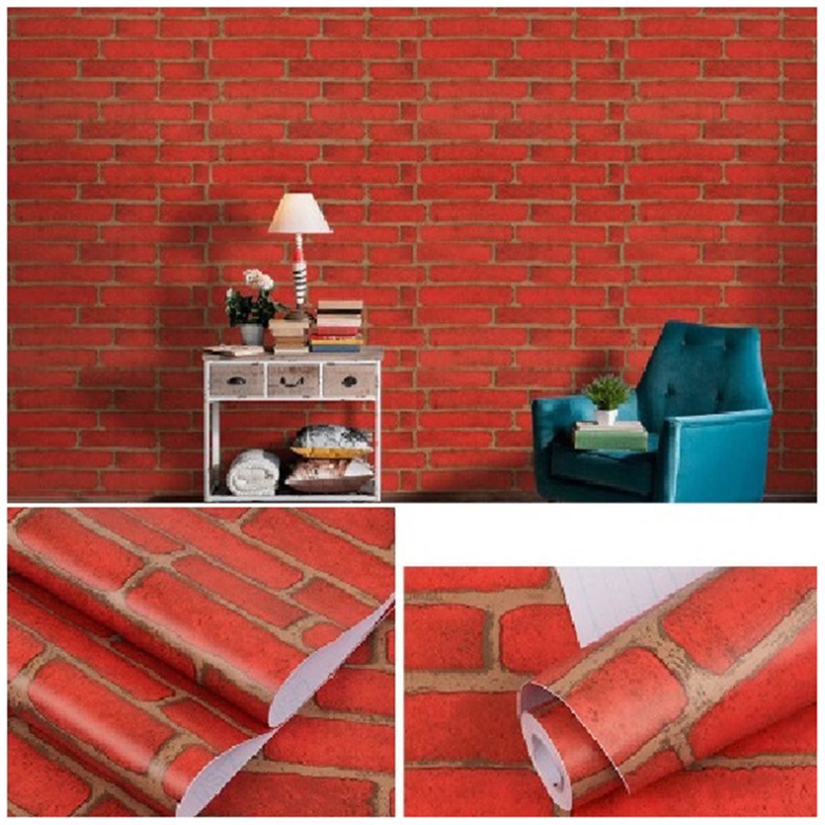 GENERAL - Papel Vinilo Adhesivo De 10 M X 45 Cm Ladrillo