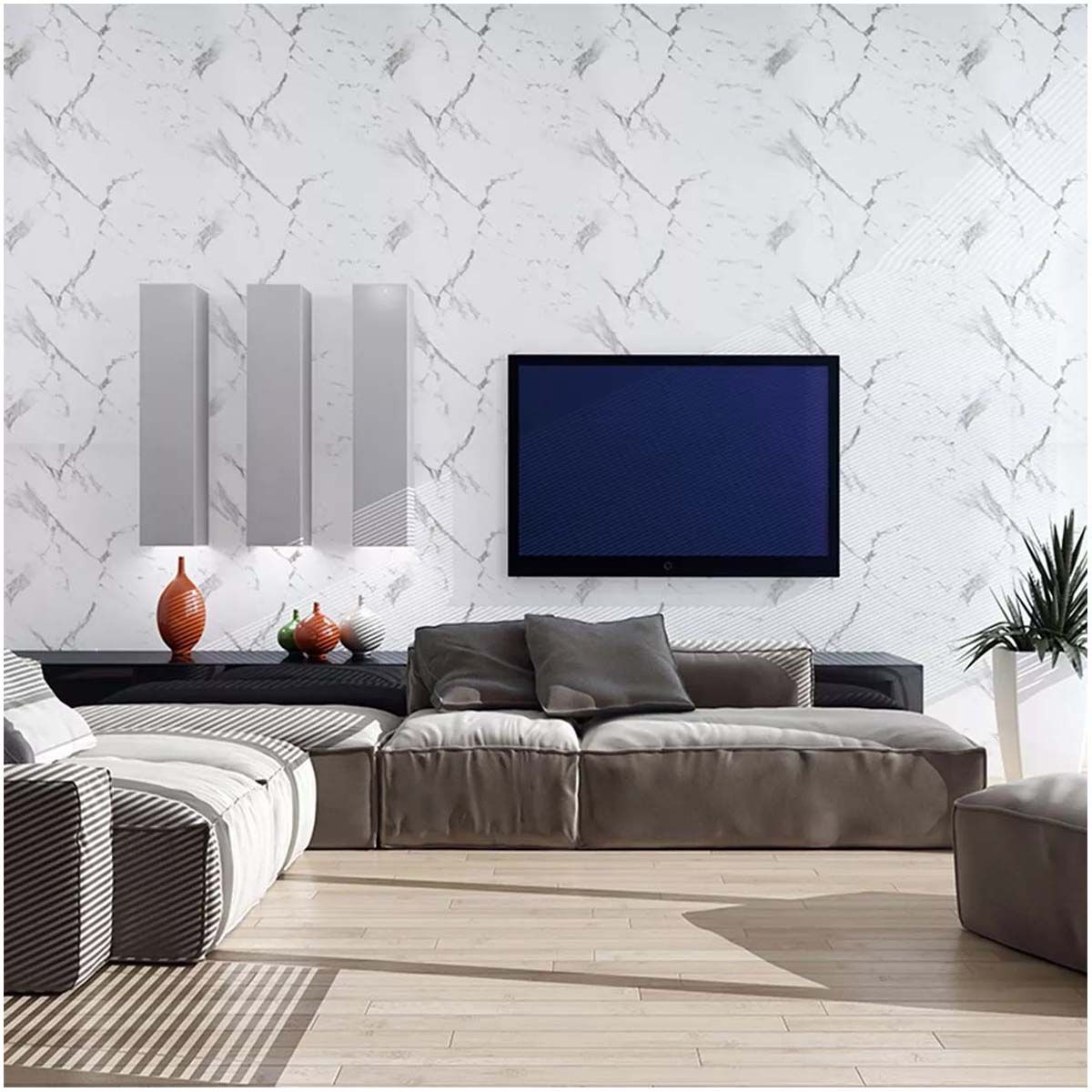 GENERAL - Papel Vinilo Adhesivo De Colgadura 10 M X 45 Cm Marmol Blanco