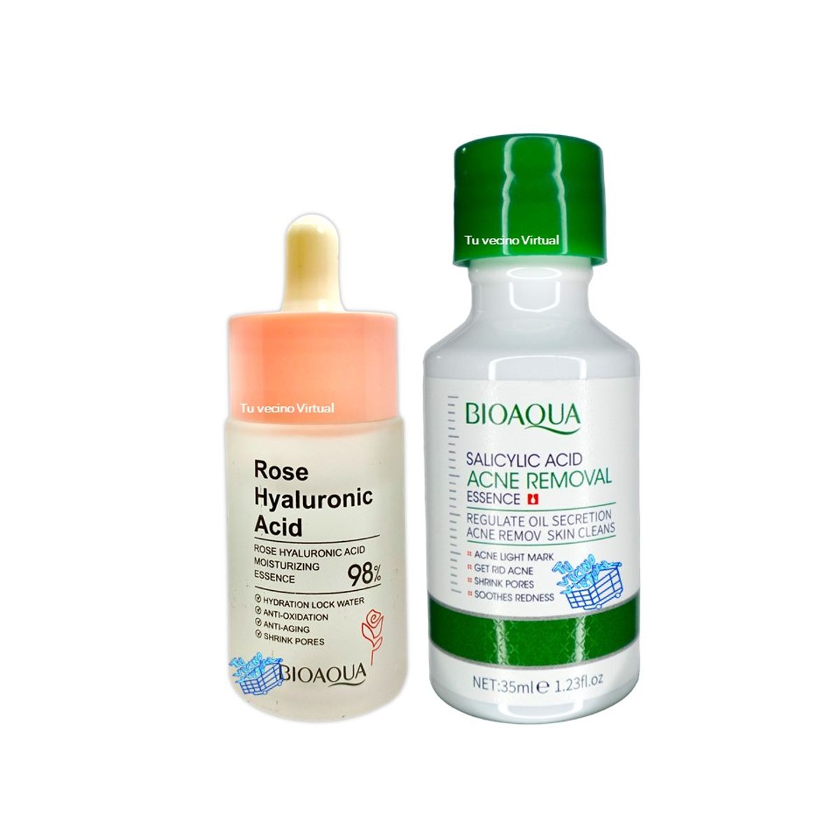 BIOAQUA - Suero de Acido Salicilico Bioaqua + Serum de Ácido Hialurónico con Extracto de Rosas Bioaqua 