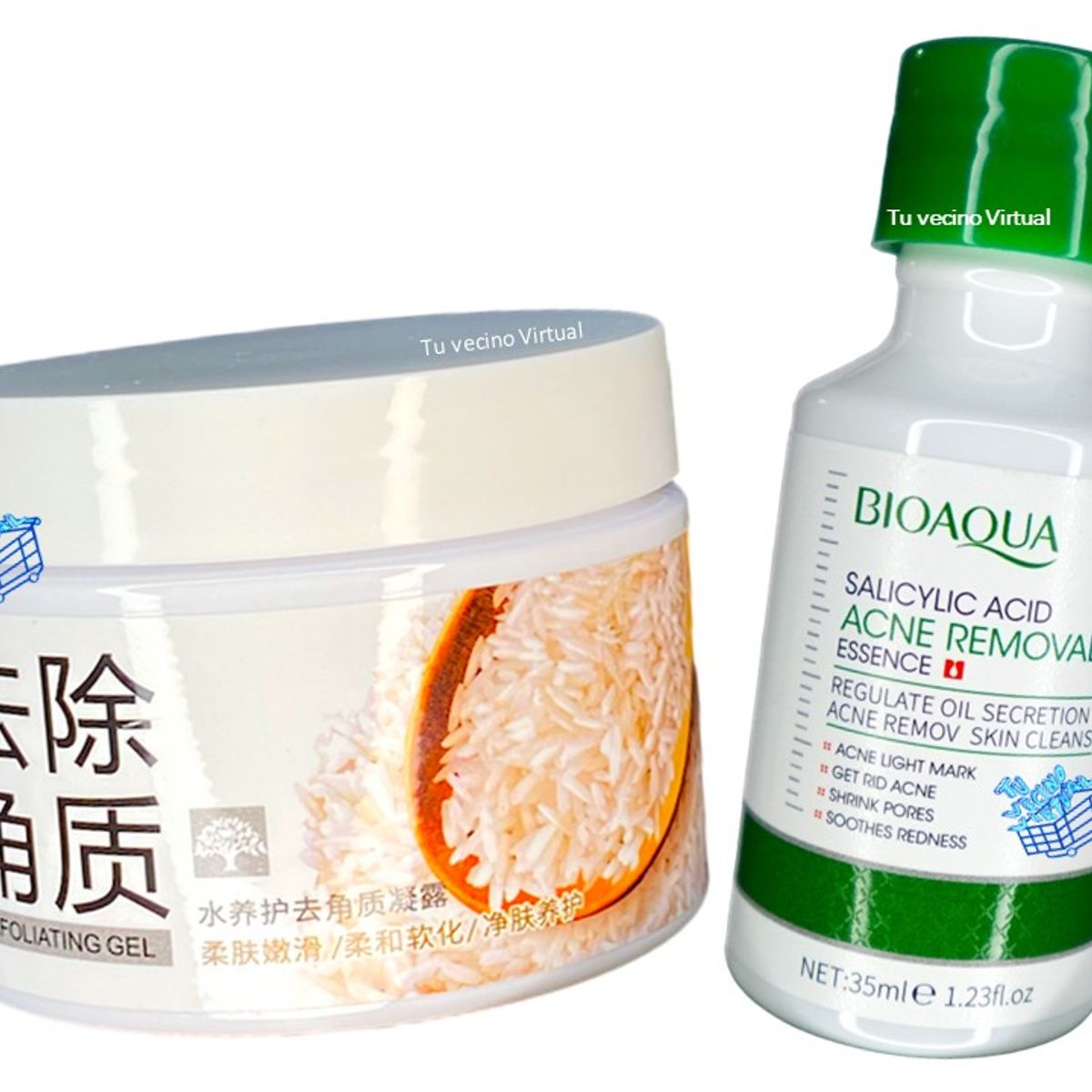 BIOAQUA - Suero de Acido Salicilico Bioaqua + Exfoliante de Arroz Blanqueadora Bioaqua