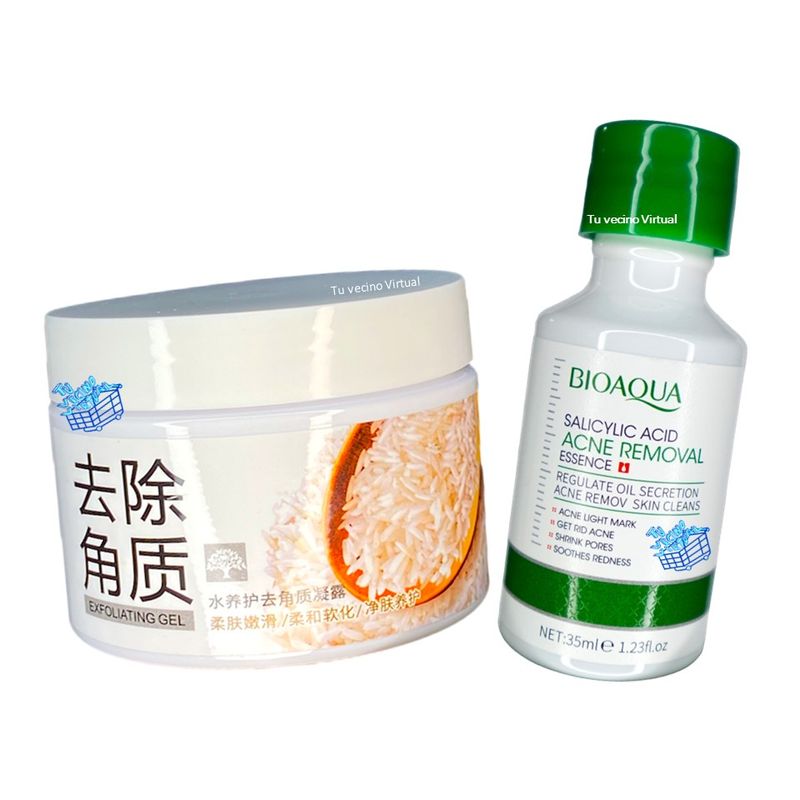 BIOAQUA - Suero de Acido Salicilico Bioaqua + Exfoliante de Arroz Blanqueadora Bioaqua