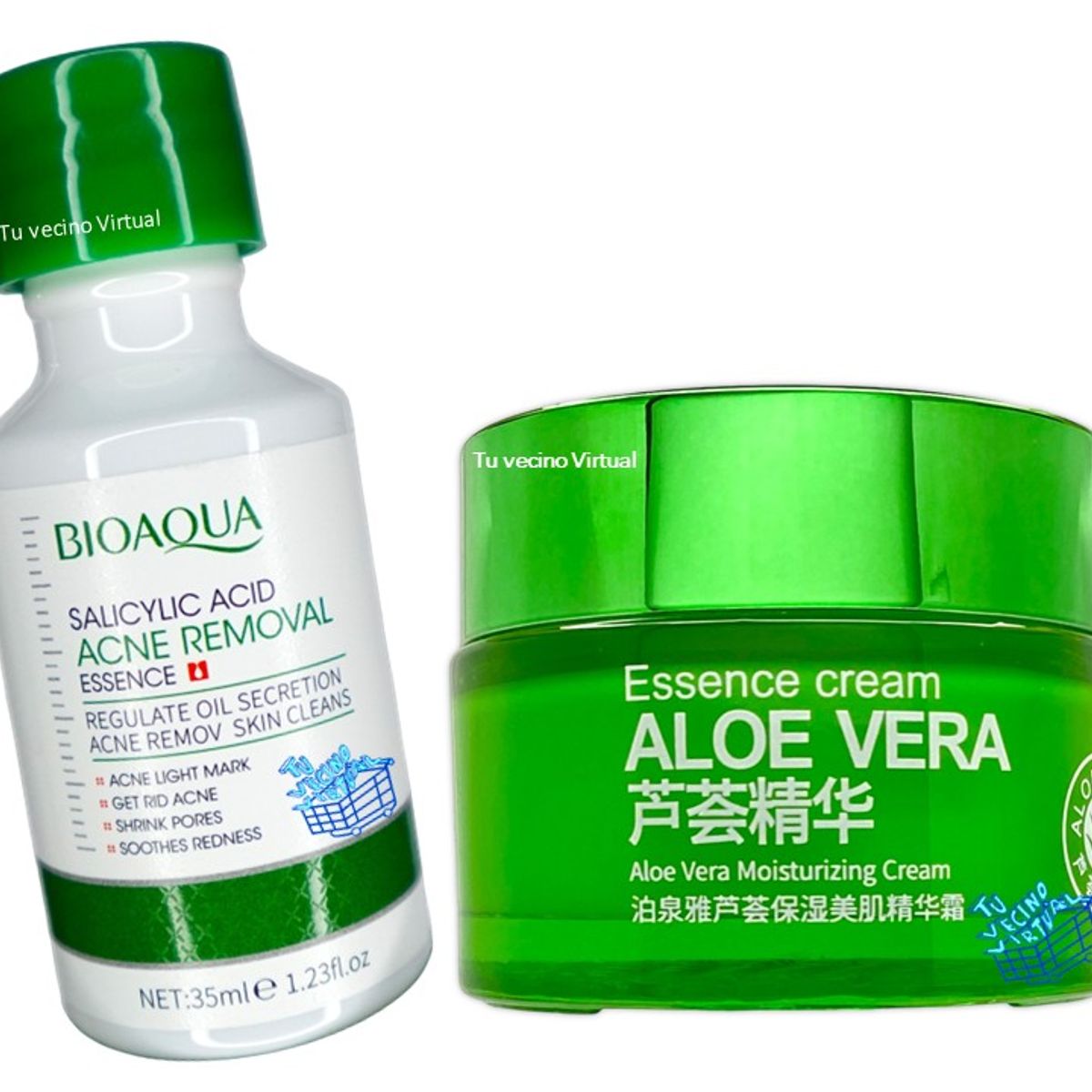 BIOAQUA - Suero de Acido Salicilico Bioaqua +Crema Hidtatante Aloe Vera Bioaqua