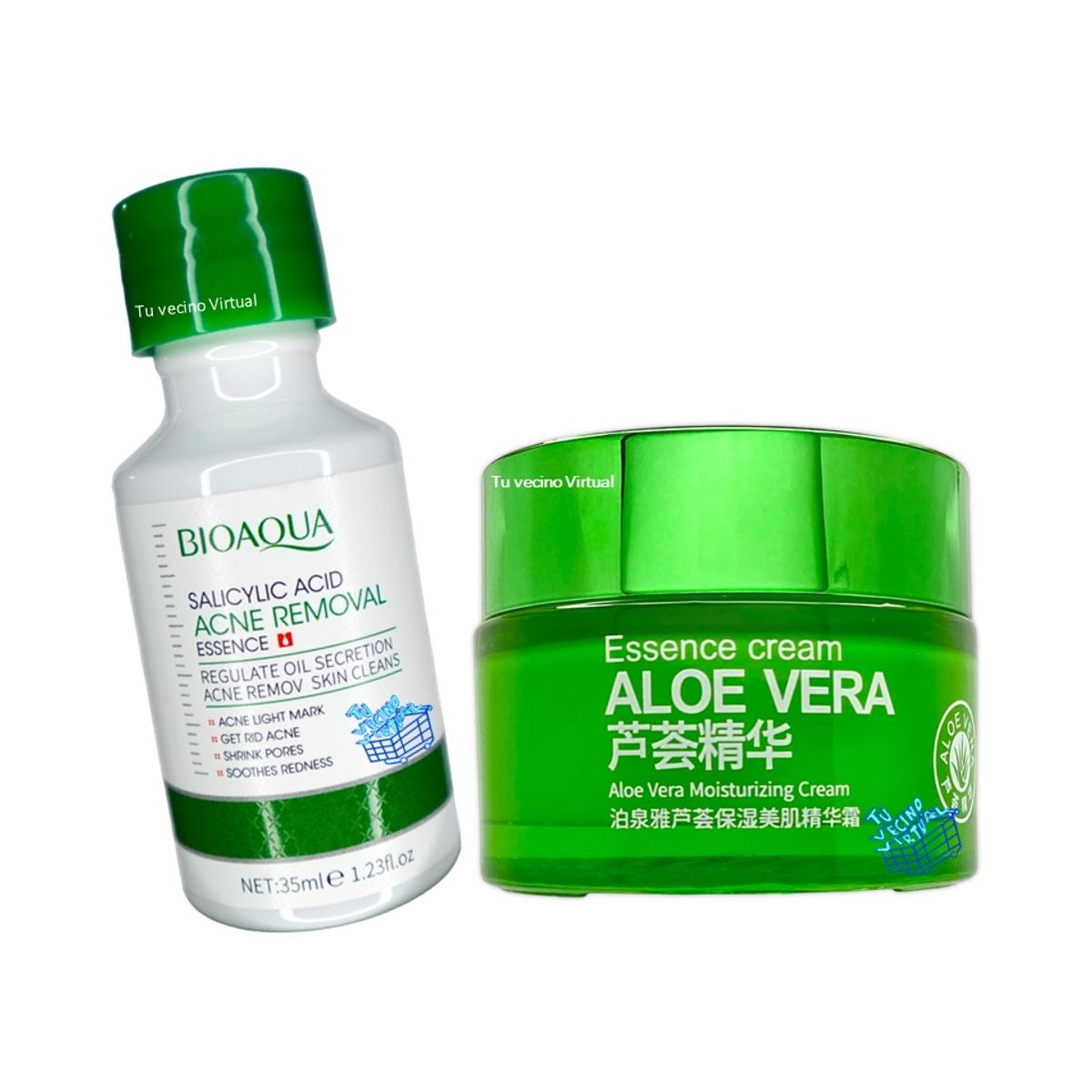 BIOAQUA - Suero de Acido Salicilico Bioaqua +Crema Hidtatante Aloe Vera Bioaqua