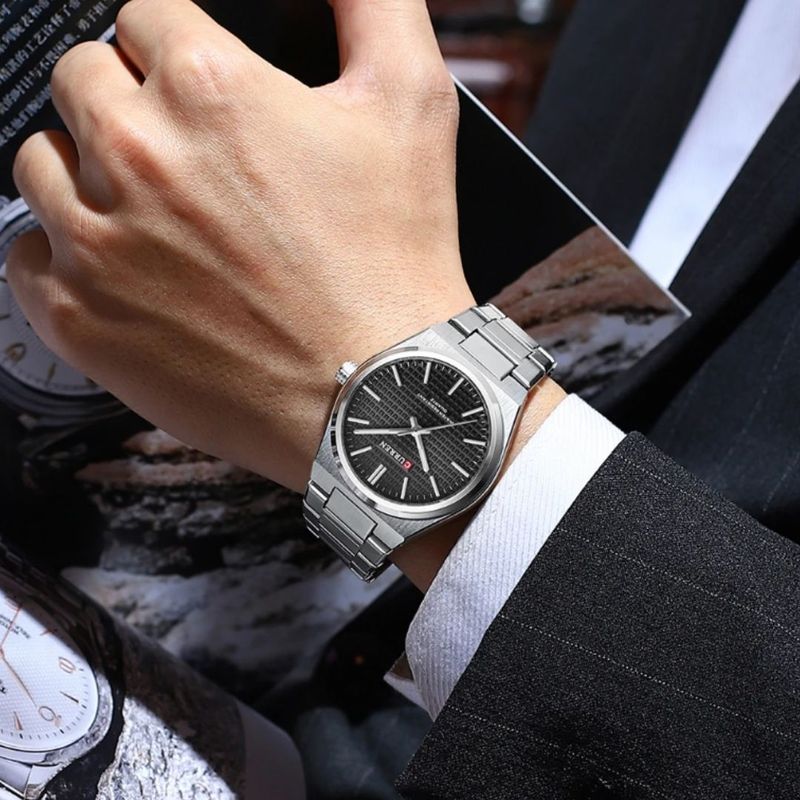 CURREN - Reloj Análogo Curren Original KREd8303 para Hombre Acero Color Plateado