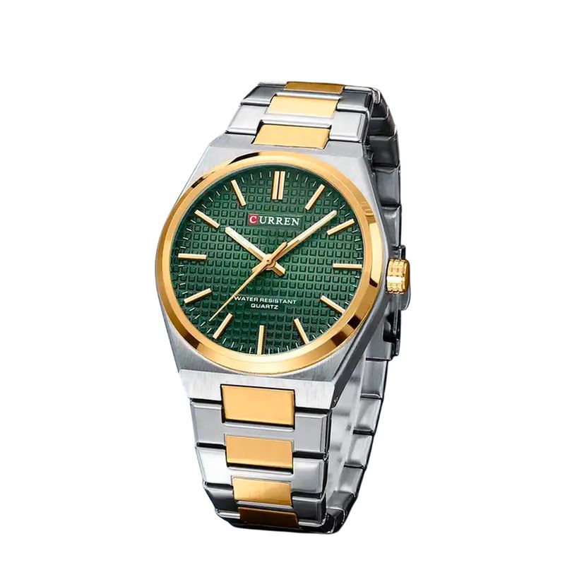 CURREN - Reloj Análogo Curren Original KRED8305 Acero Inoxidable Color Dorado y Verde