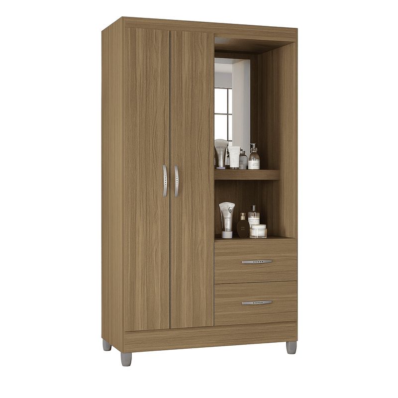 GENERICO - Clóset 2 Puertas 2 Cajones con Espejo 181x99 cm Acabado Castaño