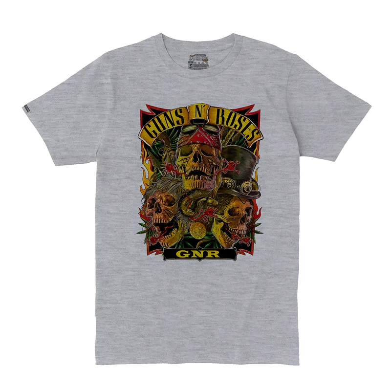 CREACIONES NU CROWN - Camiseta Guns N Roses Carabela Plantas Rock Gris Original Nu Crown