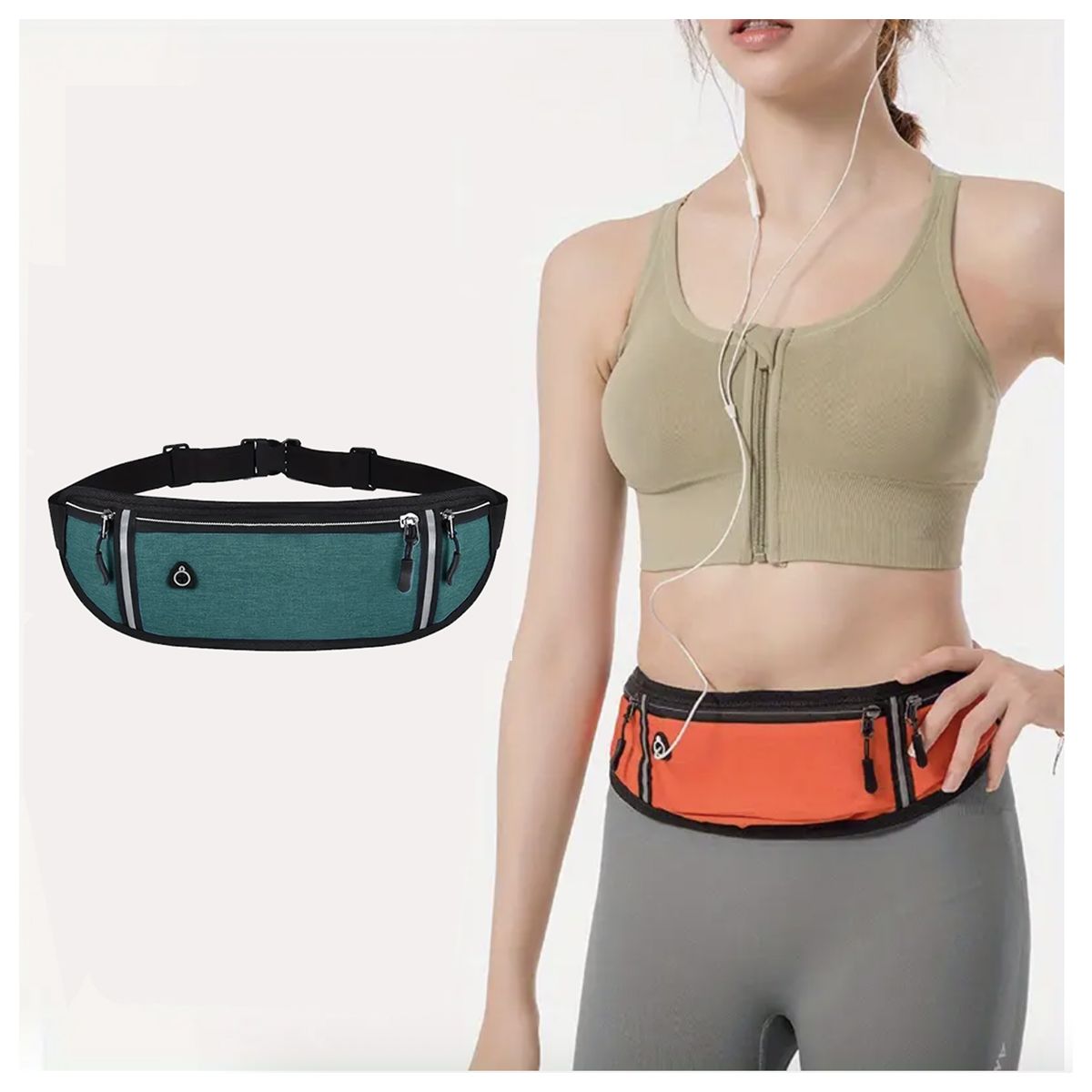 ABC - Canguro Impermeable Deportivo Multifuncional - Correr - Azul Verdoso