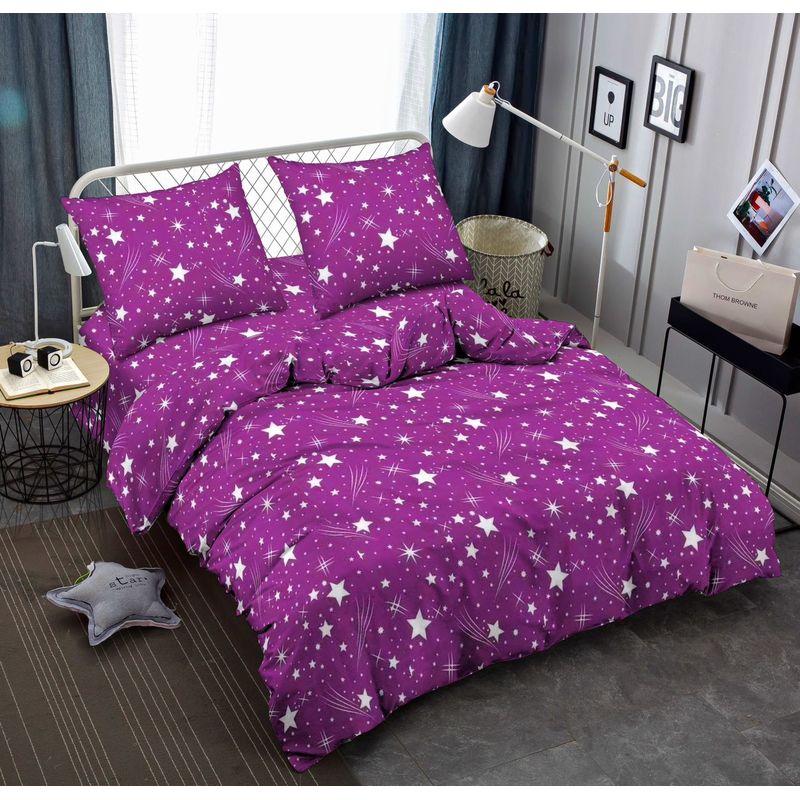 SIRENITAS - Juego de sabanas Cama Semidoble Morado Magenta Estrellas