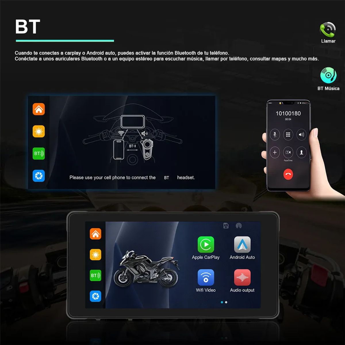 COLME TECHNOLOGY HOME - Moto Carplay Pantalla Gps Tactil Android Apple Impermeable