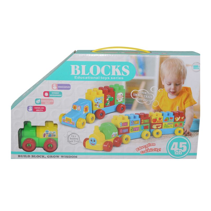 JUGUETELANDIA - Juego De Bloques Tren 45 Piezas Caja