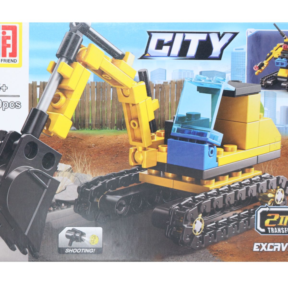 JUGUETELANDIA - Juego De Bloques Retroexcavadora 109 Piezas Caja