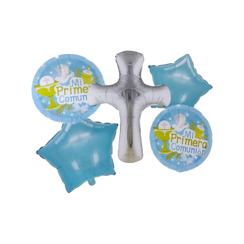 GENERICO - Globos Metalizados Mi Primera Comunion Decoracion azul Niño