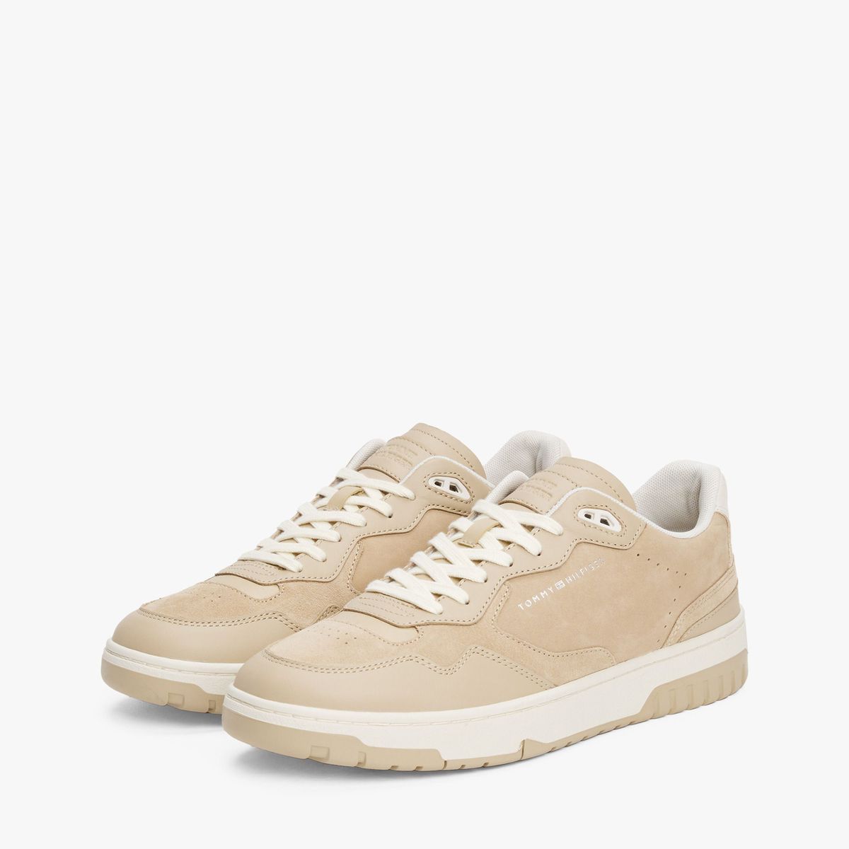 TOMMY HILFIGER - Tenis beige de Cuero con mezcla de texturas Tommy Hilfiger